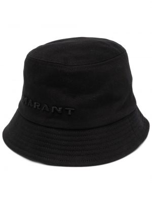 Bombažna kapa z vezenjem Marant črna