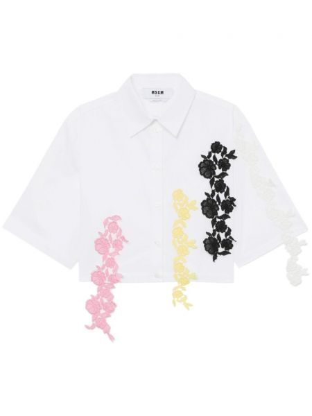 Květinová bavlněná košile Msgm bílá