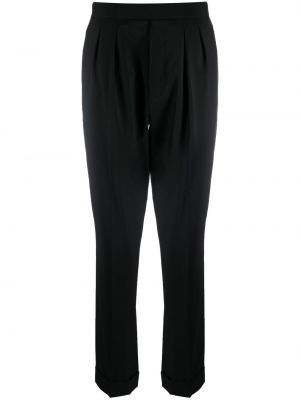 Plisirane hlače ravnih nogavica Ralph Lauren Collection crna
