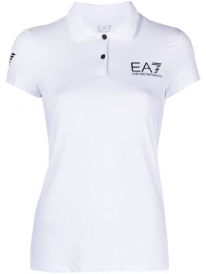 Поло тениска с принт Ea7 Emporio Armani бяло
