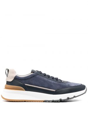 Lær semsket skinn sneakers Brunello Cucinelli blå