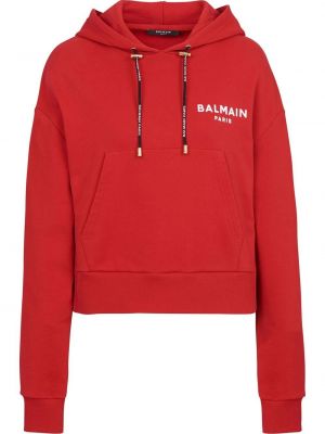 Hoodie con stampa Balmain rosso