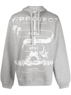 Pamučna hoodie s kapuljačom s printom Y Project siva
