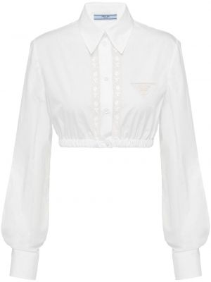 Риза с дантела Prada бяло