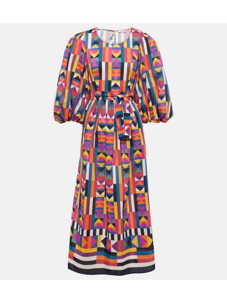 Pamučni svileni haljina s pojasom s printom Eres