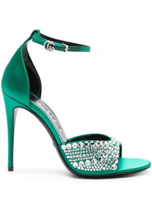 Sandały z kryształkami Gucci Zielone