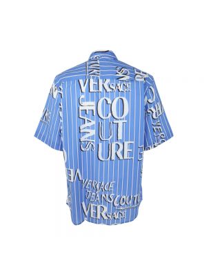 Koszula jeansowa z krótkim rękawem Versace Jeans Couture niebieska
