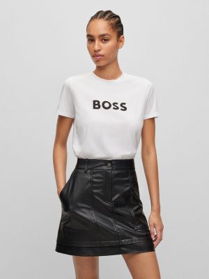 Camiseta de algodón de punto Boss blanco