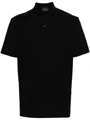 Bombažna polo majica z vezenjem Brioni črna