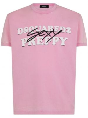 Tricou din bumbac cu imagine Dsquared2 roz