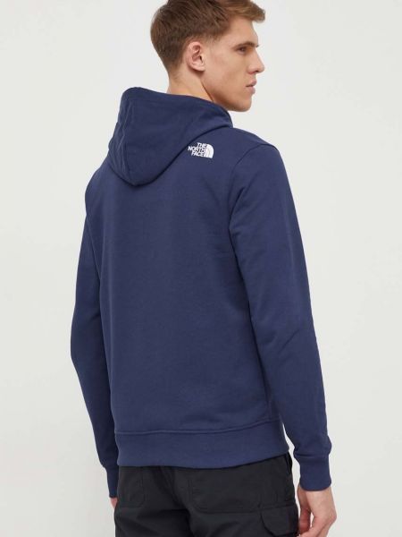 Pamučna hoodie s kapuljačom The North Face plava