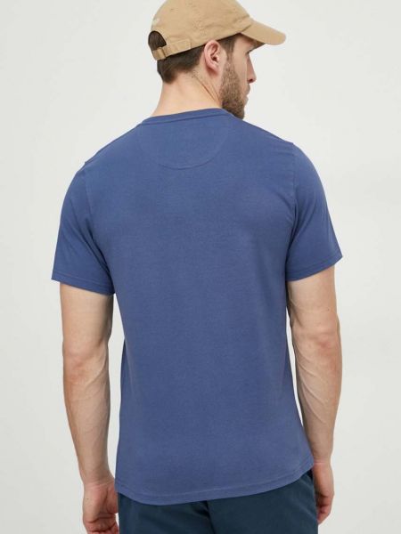 Bavlněné tričko s potiskem Barbour modré