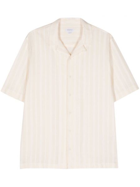 Dryžuota medvilninė siuvinėta marškiniai Sunspel