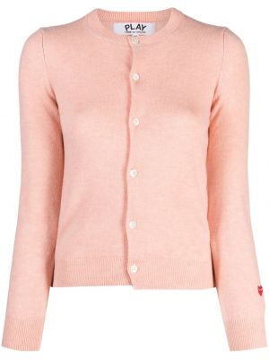 Cardigan en laine en tricot de motif coeur Comme Des Garçons Play rose