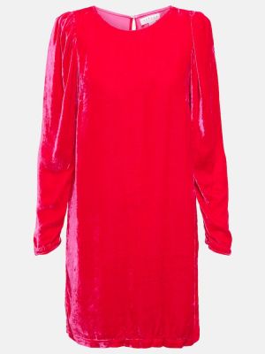 Žametna obleka iz rebrastega žameta Velvet rdeča