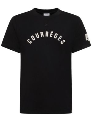 Памучна тениска с принт Courreges черно