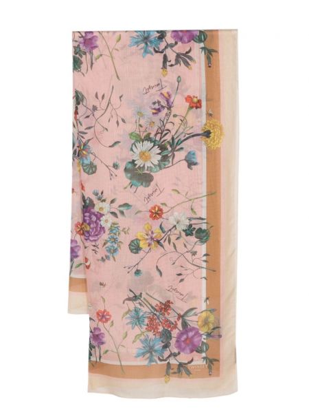 Прозрачен шал на цветя с принт Twinset розово