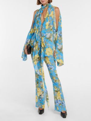 Proste spodnie w kwiatki Acne Studios niebieskie