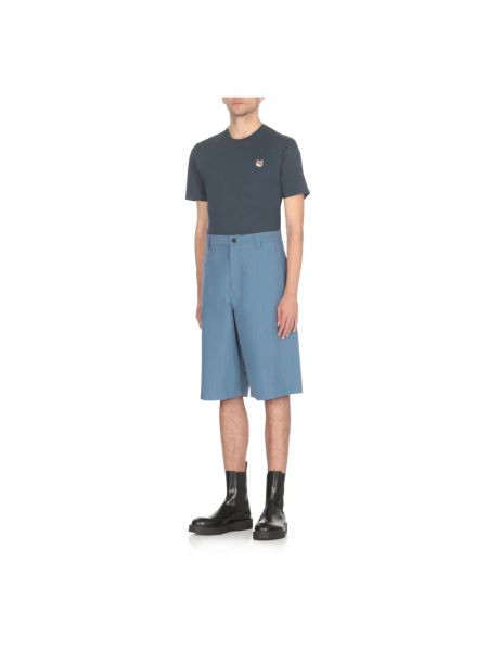 Pantalones cortos de cintura alta de algodón Maison Kitsuné azul