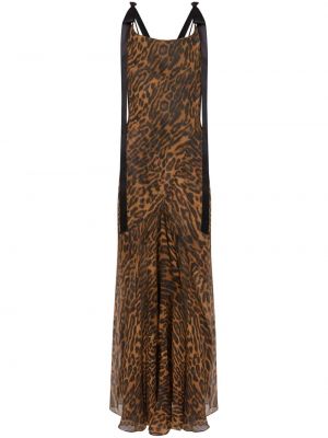 Hodvábne dlouhé šaty s potlačou s leopardím vzorom Nina Ricci