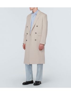 Шерстяное пальто Ami Paris бежевое