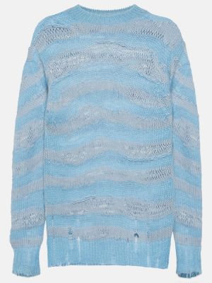Dryžuotas megztinis su nubrozdinimais Acne Studios mėlyna
