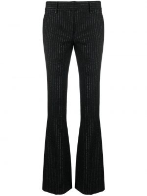 Pruhované vlněné rovné kalhoty Alessandra Rich černé