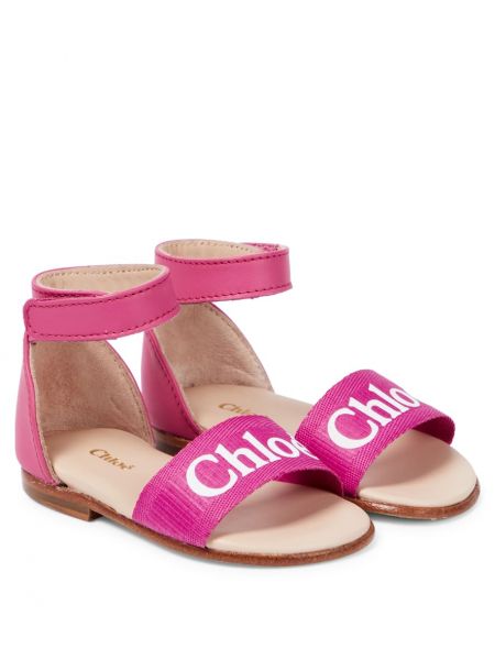 Lær sandaler for jenter Chloe Kids rosa