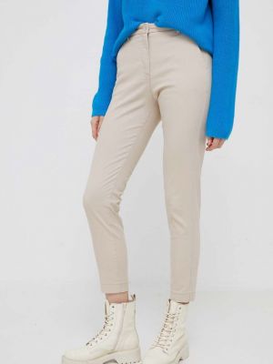 Přiléhavé kalhoty s vysokým pasem Sisley béžové
