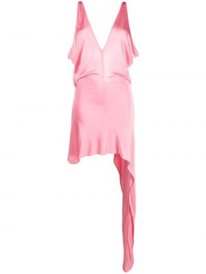 Satynowa sukienka mini z dekoltem w serek Bally różowa