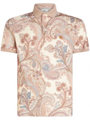 Raštuotas medvilninis polo marškinėliai su paisley raštu Etro rožinė