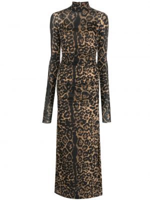 Rochie lunga cu imagine cu model leopard Blumarine negru