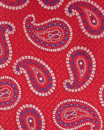 Corbata con bordado de seda de cachemir Canali rojo