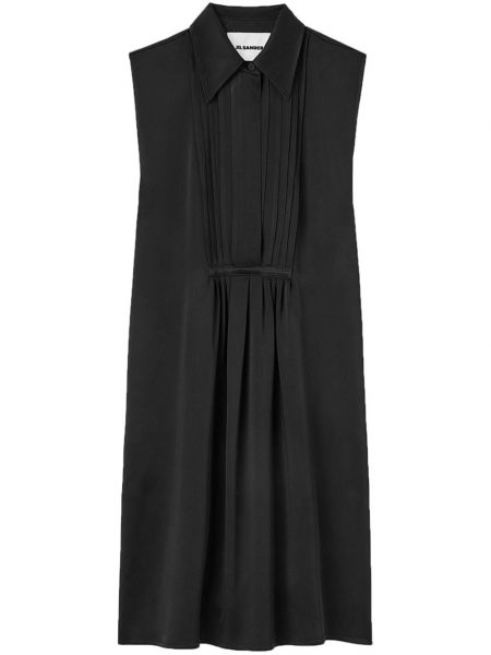 Klasična satenska lepršava haljina Jil Sander crna