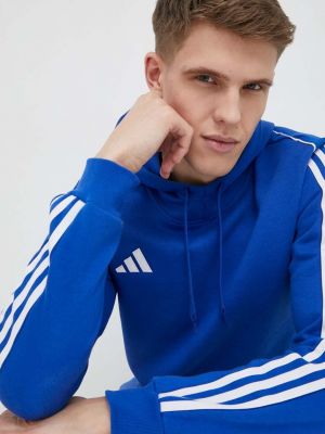 Суичър с качулка с апликация Adidas Performance синьо