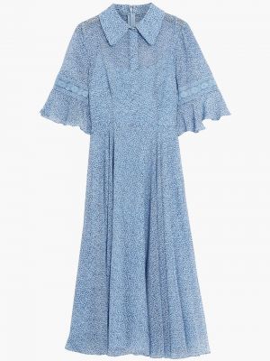 Кружевное шифоновое ажурное платье Mikael Aghal, синее