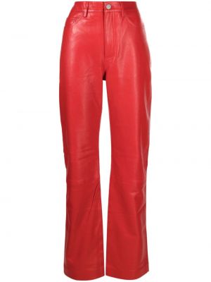 Kožené rovné kalhoty Remain červené