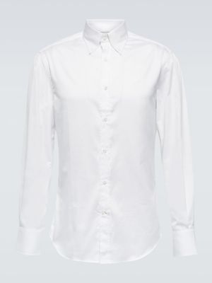 Camicia slim fit di cotone Brunello Cucinelli bianco