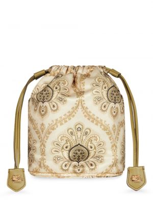 Saténová listová kabelka s potlačou s paisley vzorom Etro