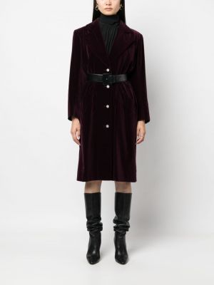 Aksamitny płaszcz Saint Laurent Pre-owned fioletowy