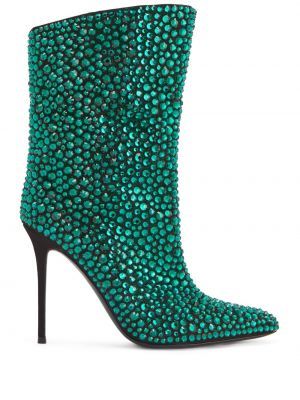Křišťálové kotníkové boty Giuseppe Zanotti zelené
