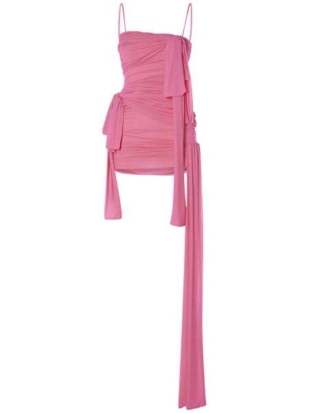 Mini bol dökümlü jersey askılı elbise Blumarine pembe