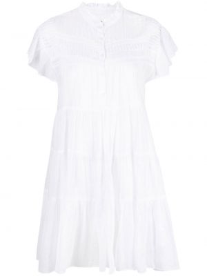 Bavlněné šaty s knoflíky s výstřihem do v Isabel Marant Etoile - bílá