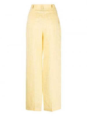 Lniane proste spodnie Forte Dei Marmi Couture żółte