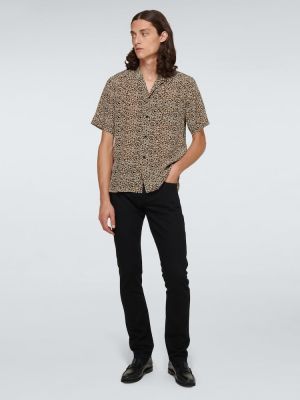 Μεταξωτό πουκάμισο με σχέδιο με λεοπαρ μοτιβο Saint Laurent