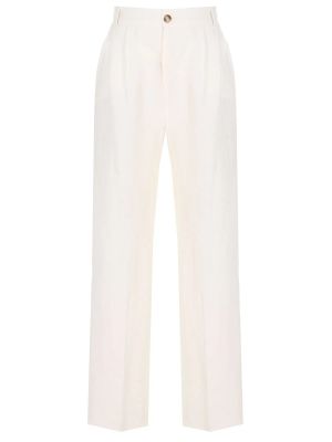 Льняные прямые брюки Forte Dei Marmi Couture белые