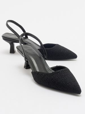 Pantofi cu toc cu vârf ascuţit din tweed Luvishoes negru