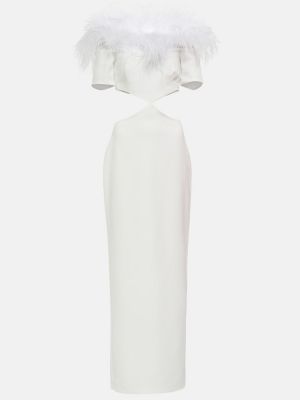 Sukienka długa w piórka Rasario biała