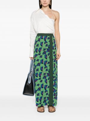 Długa spódnica w kwiatki z nadrukiem Dvf Diane Von Furstenberg zielona
