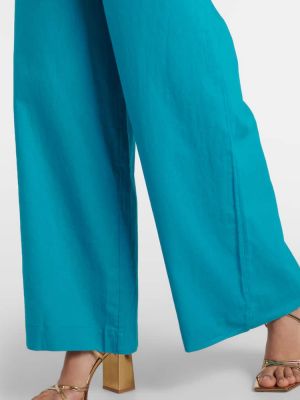 Pantalones de lino de algodón bootcut Adriana Degreas azul